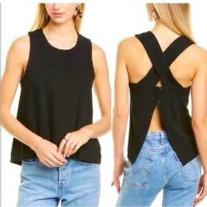 Madewell Ottoman Jacquard Cross-Back Tank Top Black